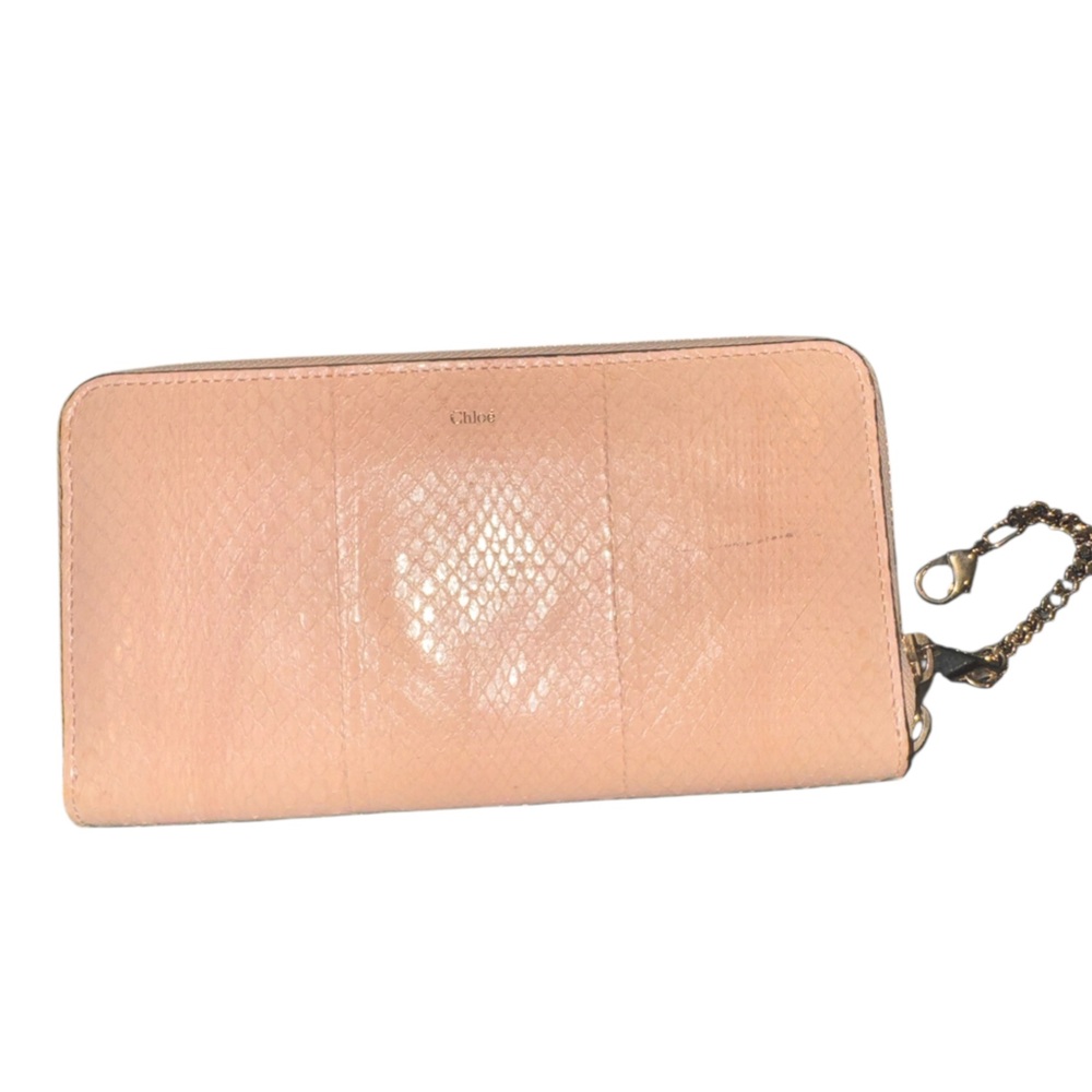 Chloé Leather Zip Wallet with Chain